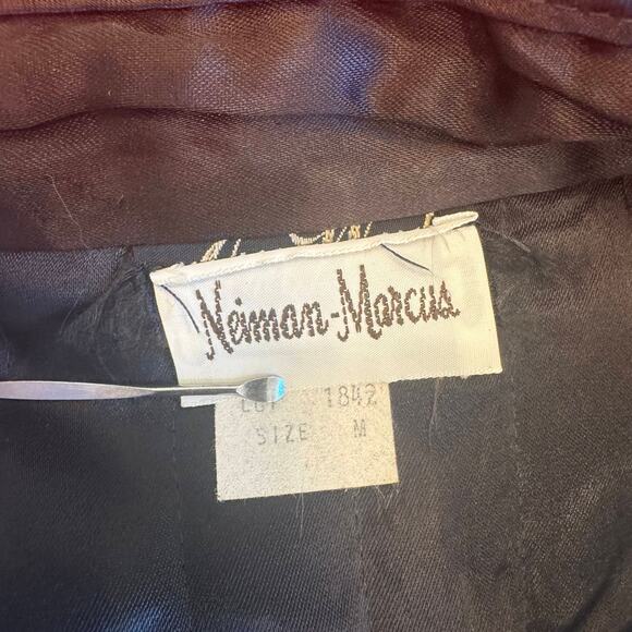 Vintage Neiman-Marcus Quilted Satin Jacket Frog Closures Mandarin Collar M Red - Picture 15 of 16